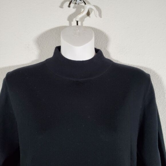 J Crew Womens Sweater Large Black Merino Wool Classic Preppy Minimalist Timeless - Picture 2 of 8